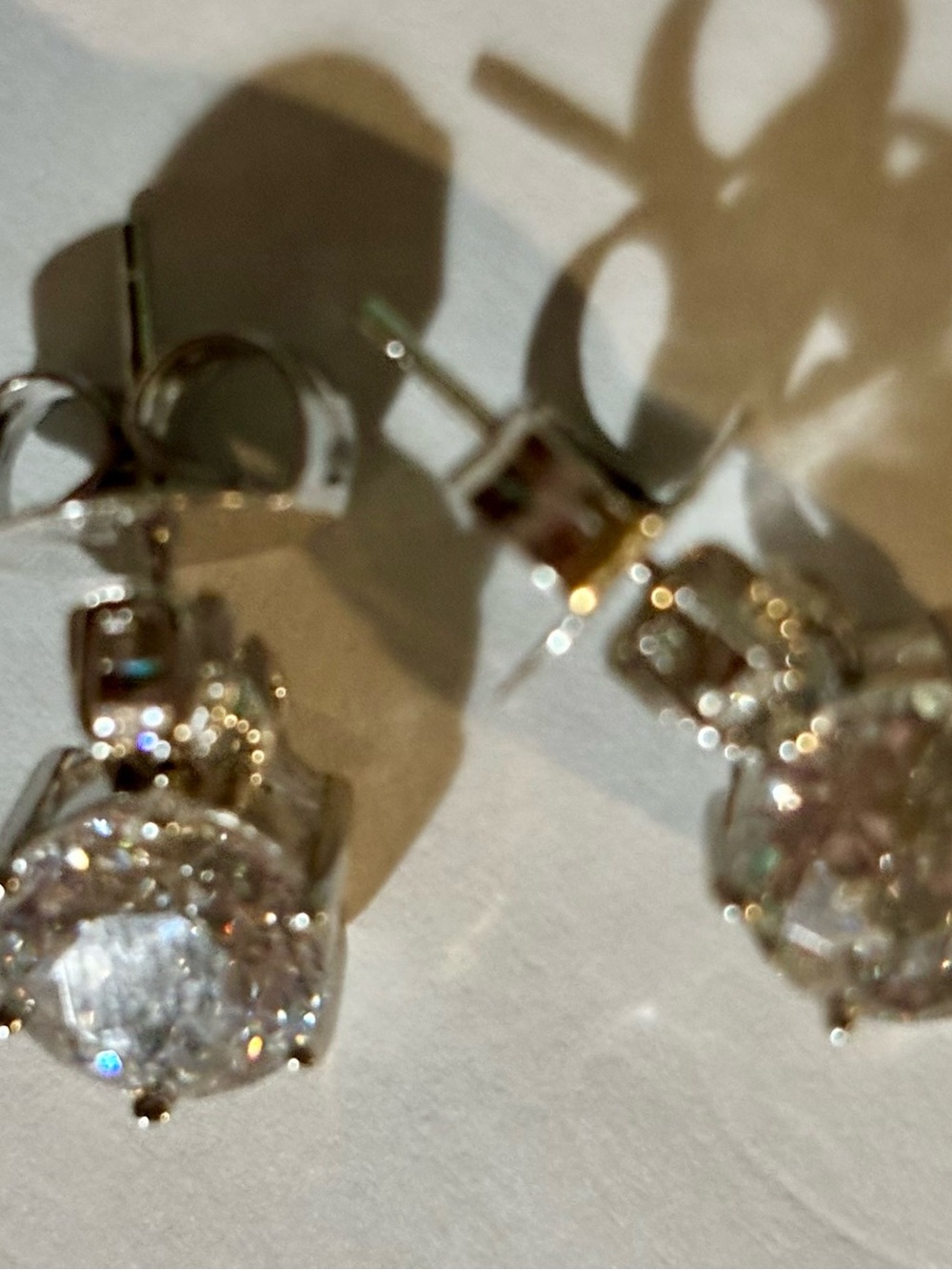 Clear Crystal Round Drop Stud Earrings in Silver-Tone - Picture 10 of 13